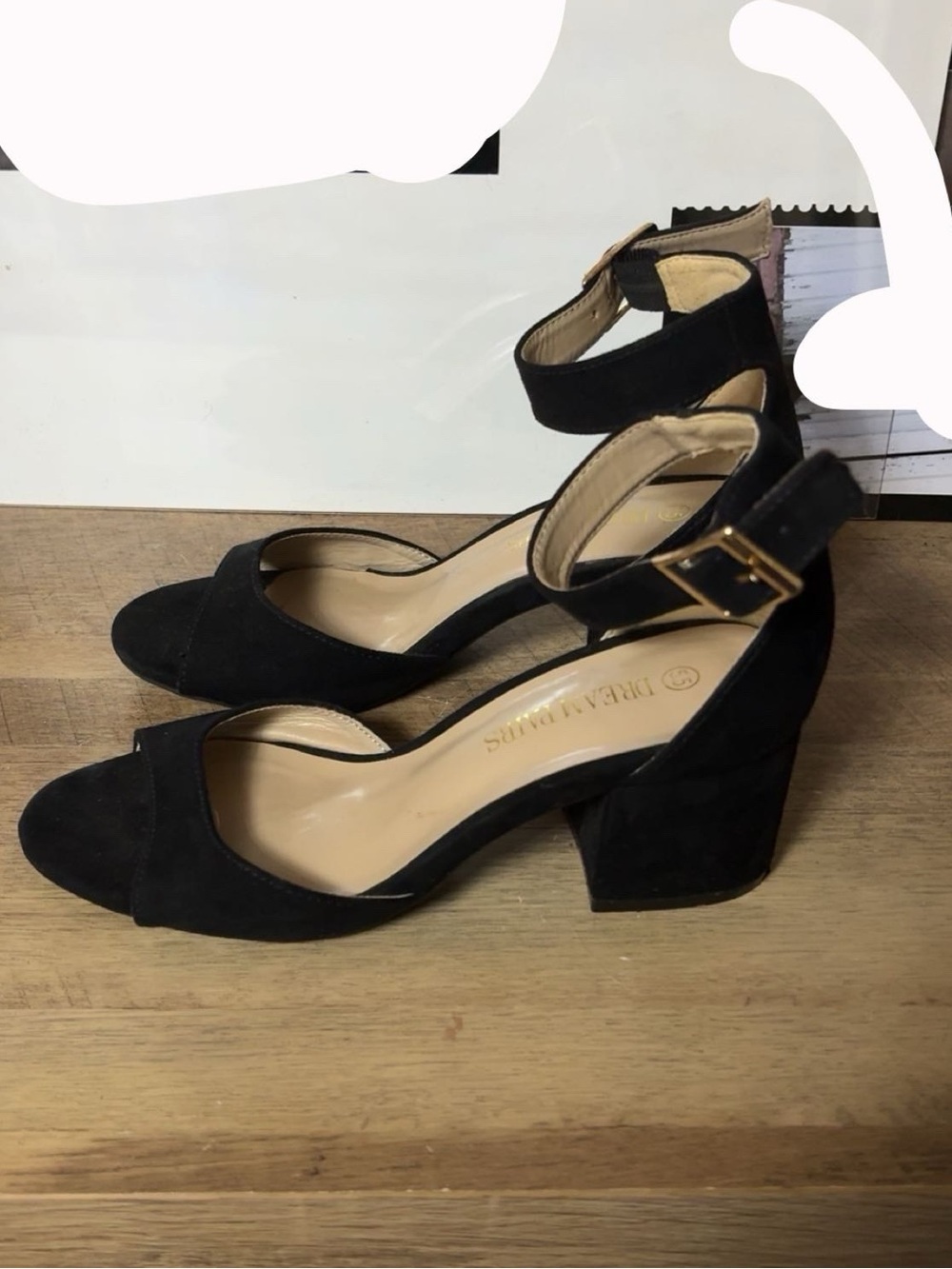 Women’s Black Suede Ankle-Strap Block Heels